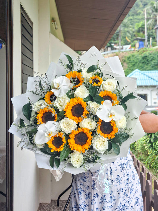 9 Sunflowers x 13 Roses