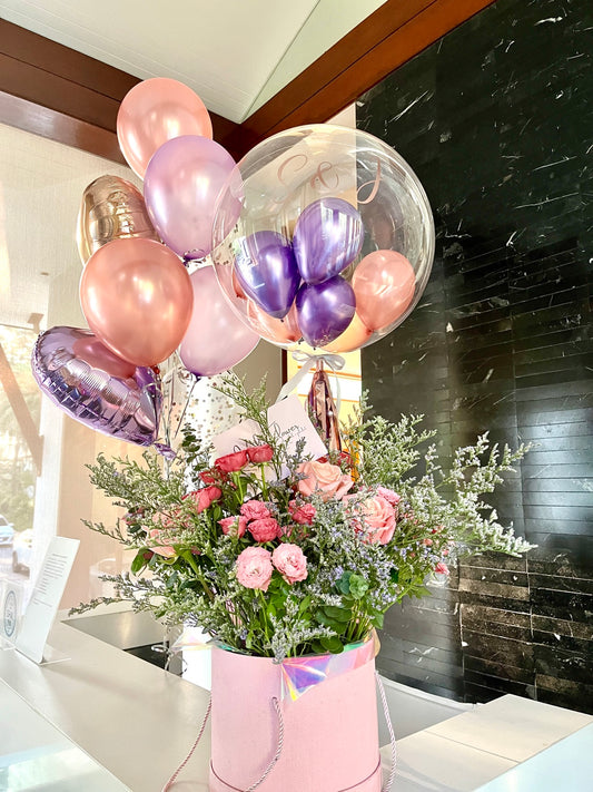 24" Bubble Balloon Fabulous Purple & Rose Gold Set