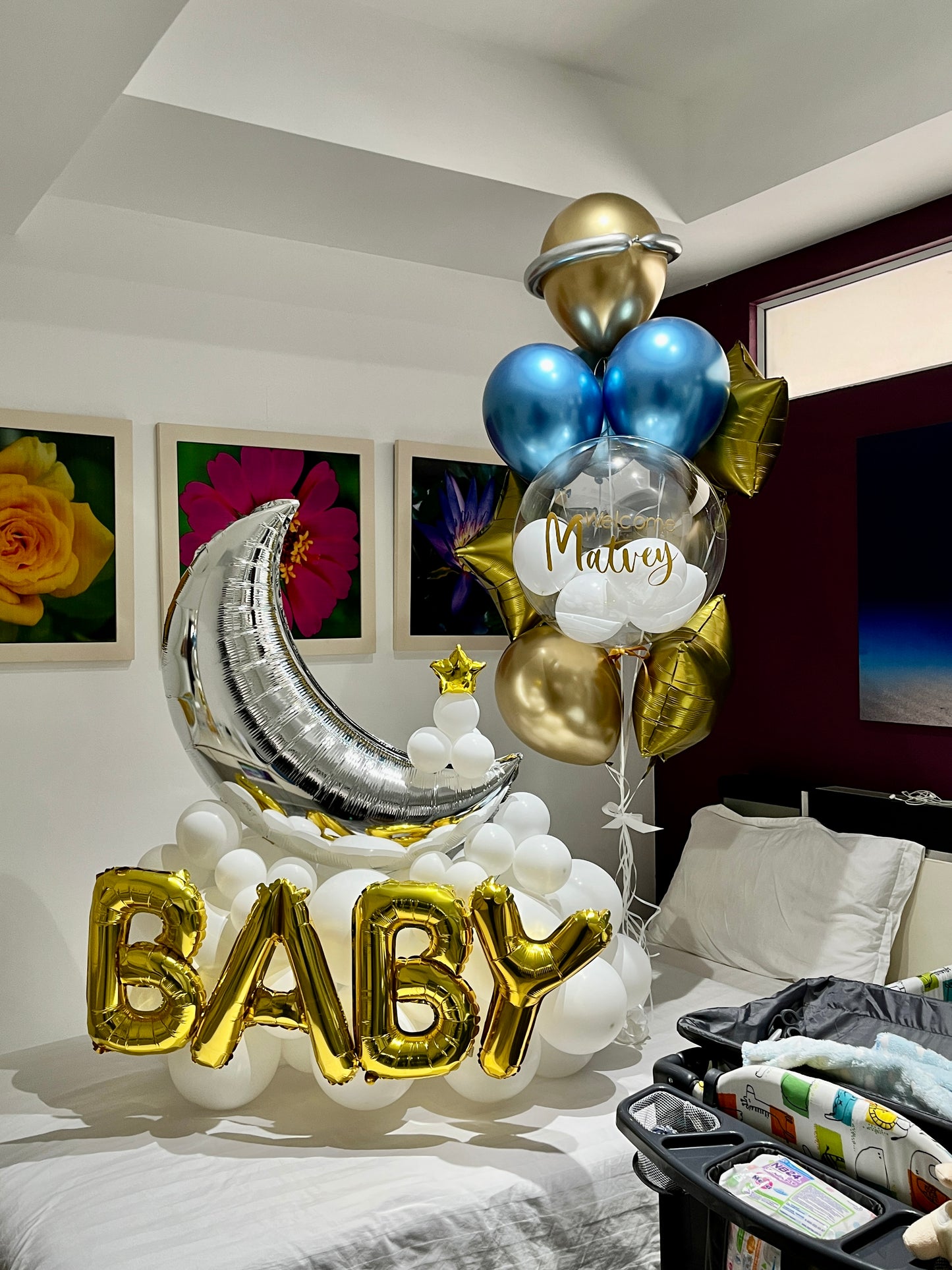 24" Bubble Moon&Star