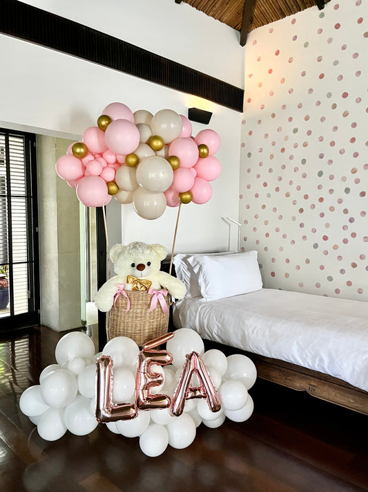 Adore You Balloon Basket with Teddy Bear